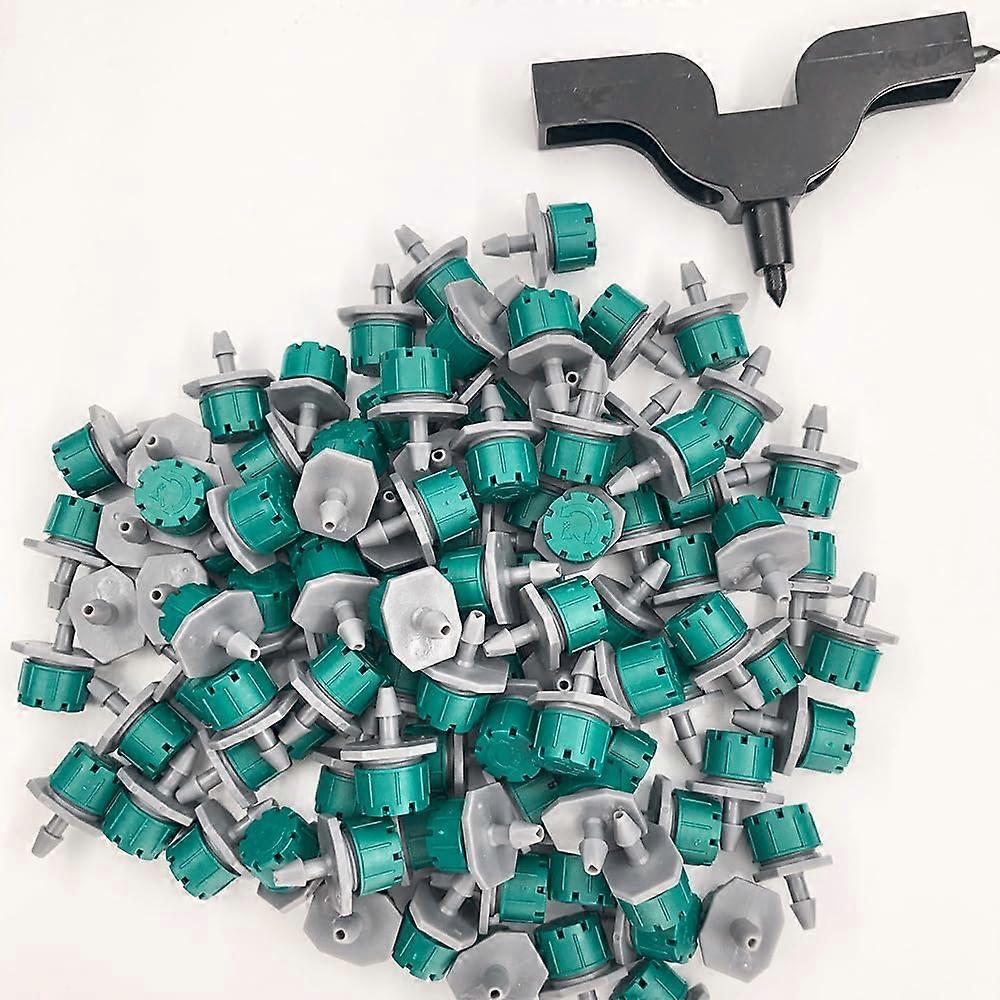 Drip Irrigation Kit with Adjustable Flow Control for Garden and Orchard, 100 Green Emitters