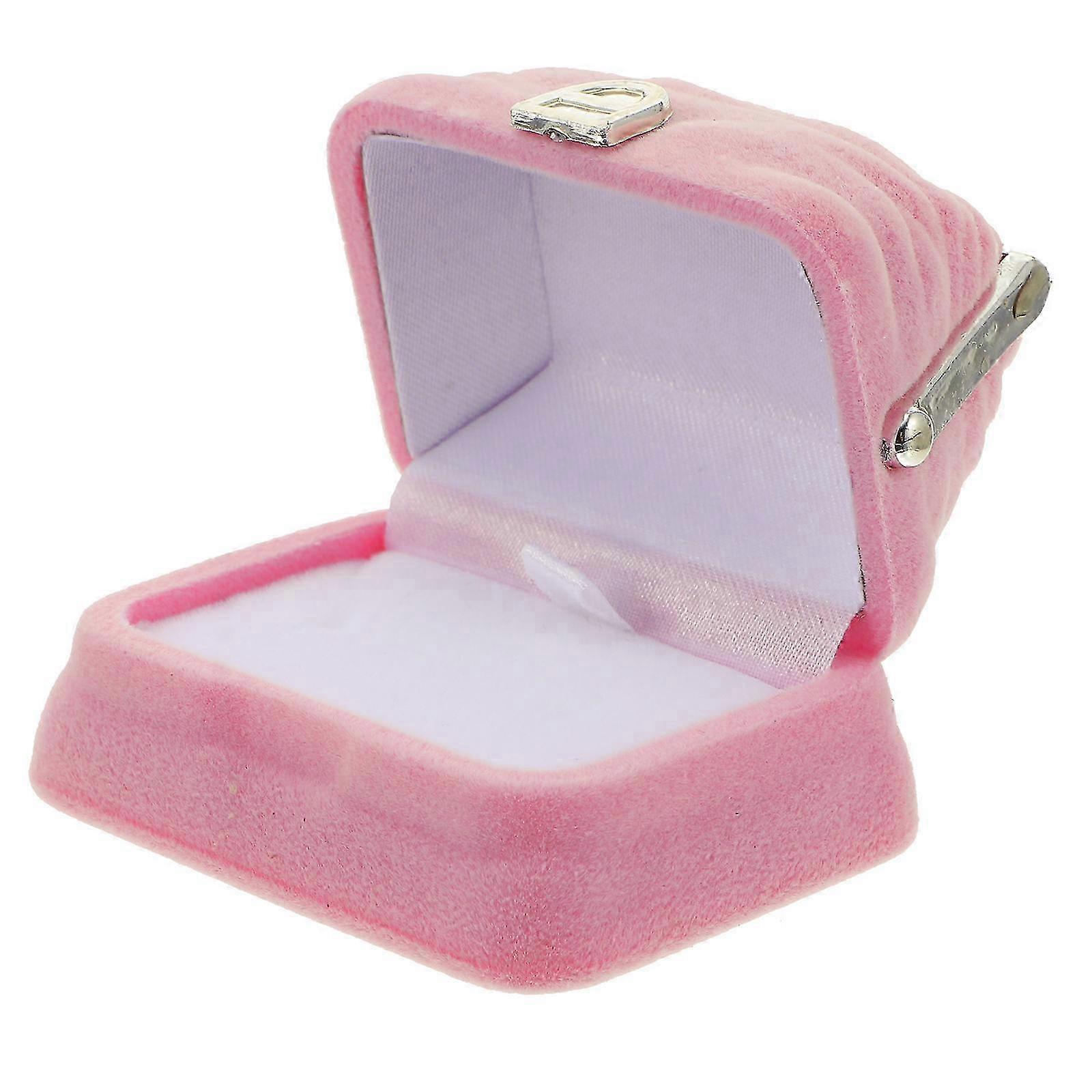 Flannel Handbag Ring Box for Wedding with 1Pcs Pink Storage Case