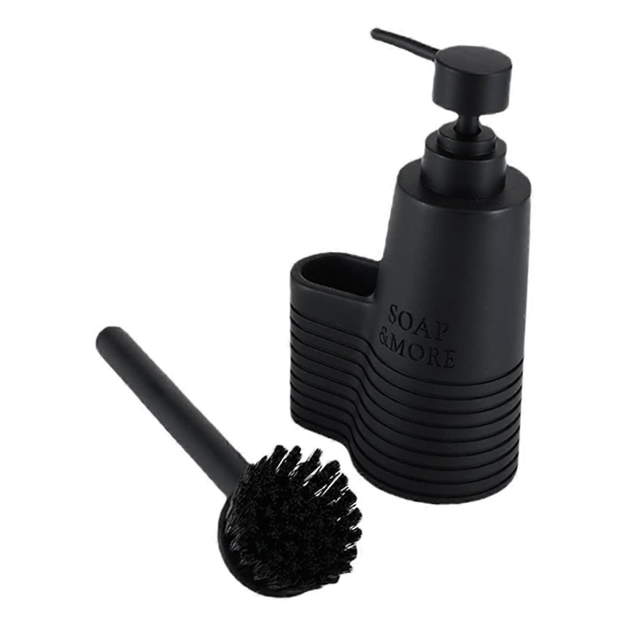 Soap Dispenser with Brush, Ergonomic Pump, Integrated Scrubber for Kitchen and Bathroom Use