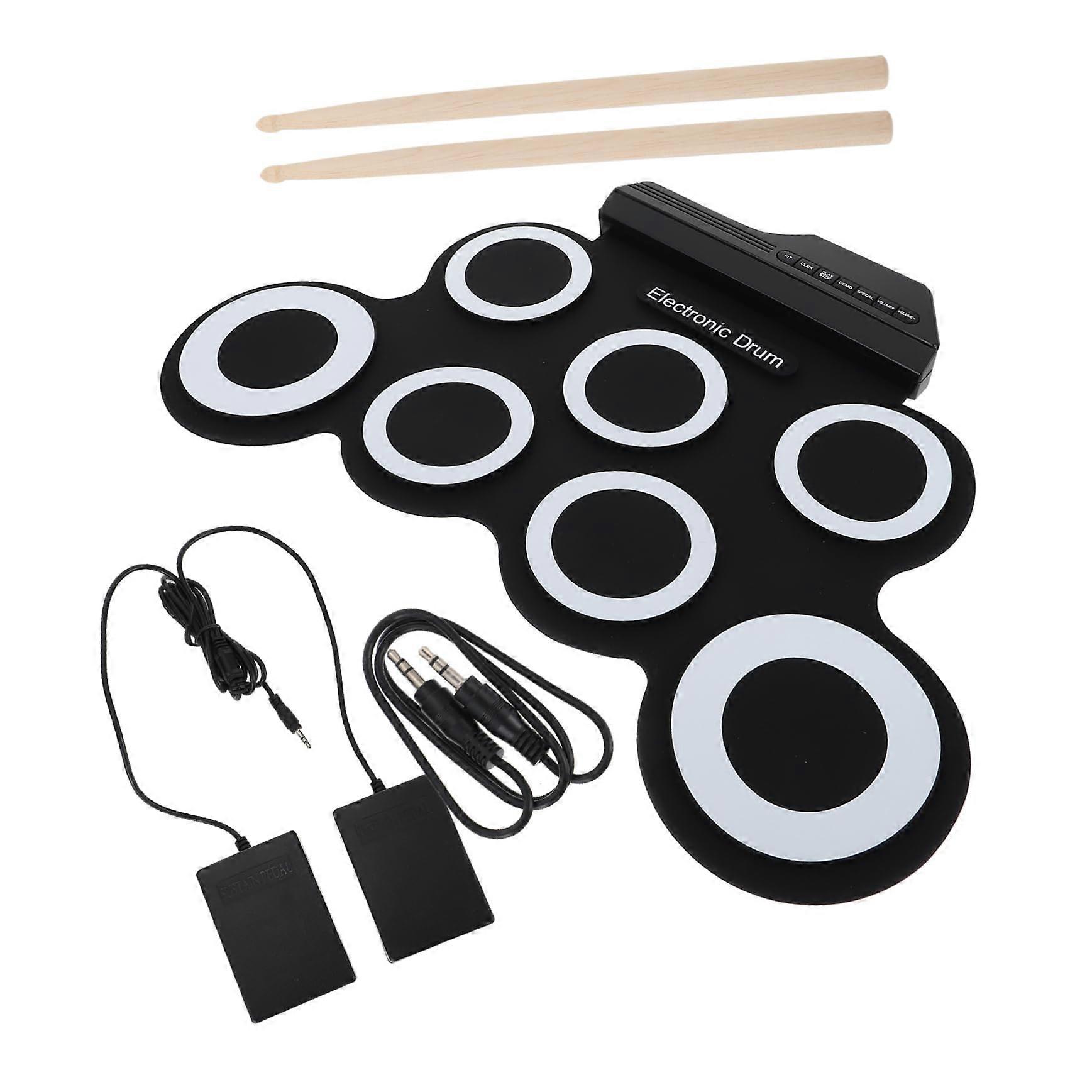 Electronic Drum Set with Portable Rollup Design, Realistic Drum Feel, Beginner Practice Kit