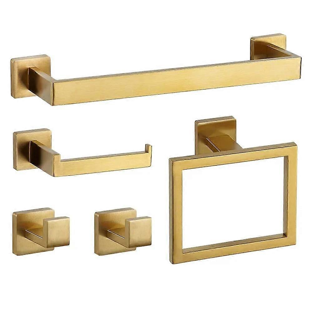 Bathroom Hardware Set 5pcs Chrome Polished Wall Mounted Accessories with Towel Bar Ring Hook Holder