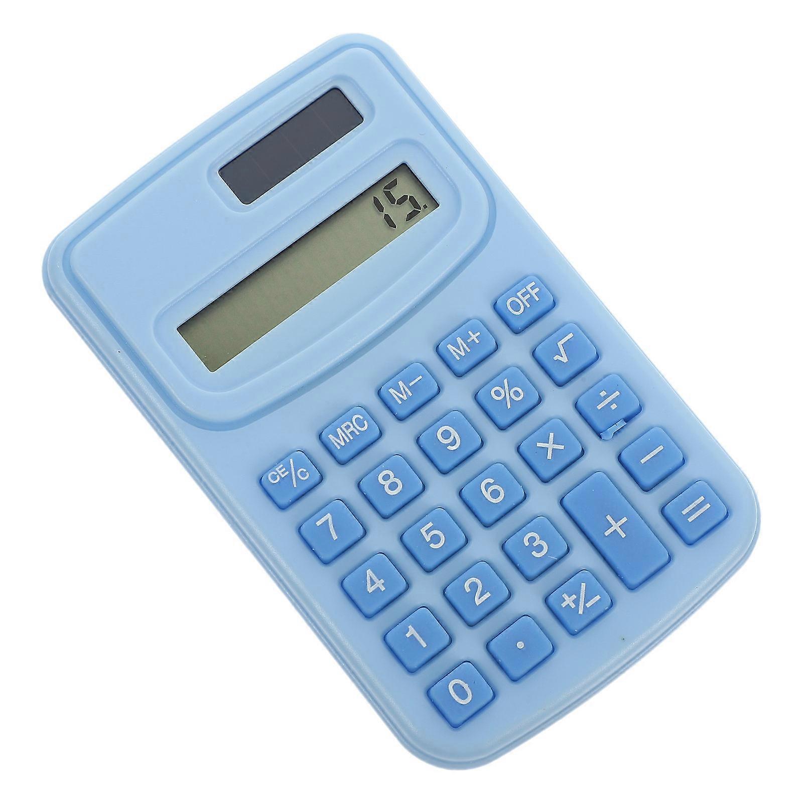 Pocket Size Mini Calculator Desktop Decor For School Study Sky-Blue 1Pcs