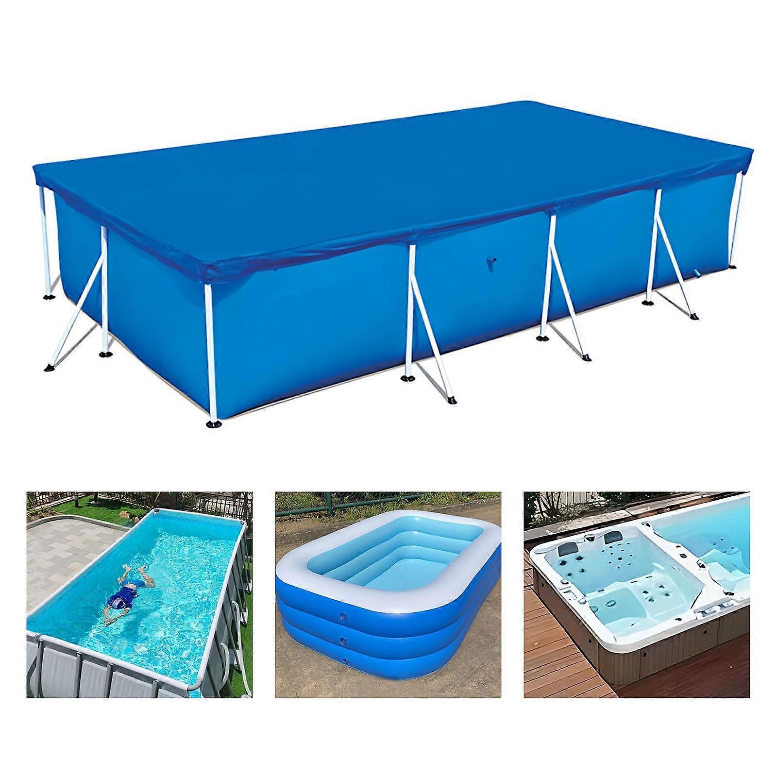 Rectangular Above Ground Pool Cover 300 x 201 cm Waterproof UV Protection Washable Blue