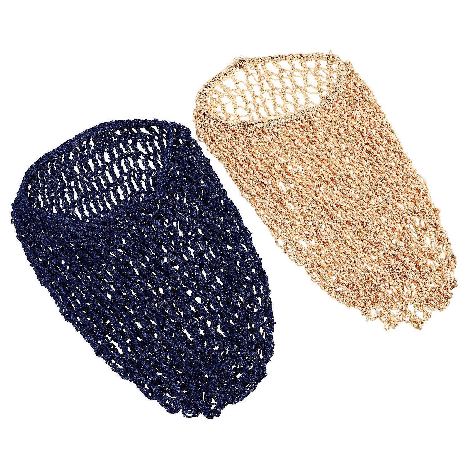 Long Sleeping Hat Hair Protector 2Pcs Net Crochet Caps for Night Use