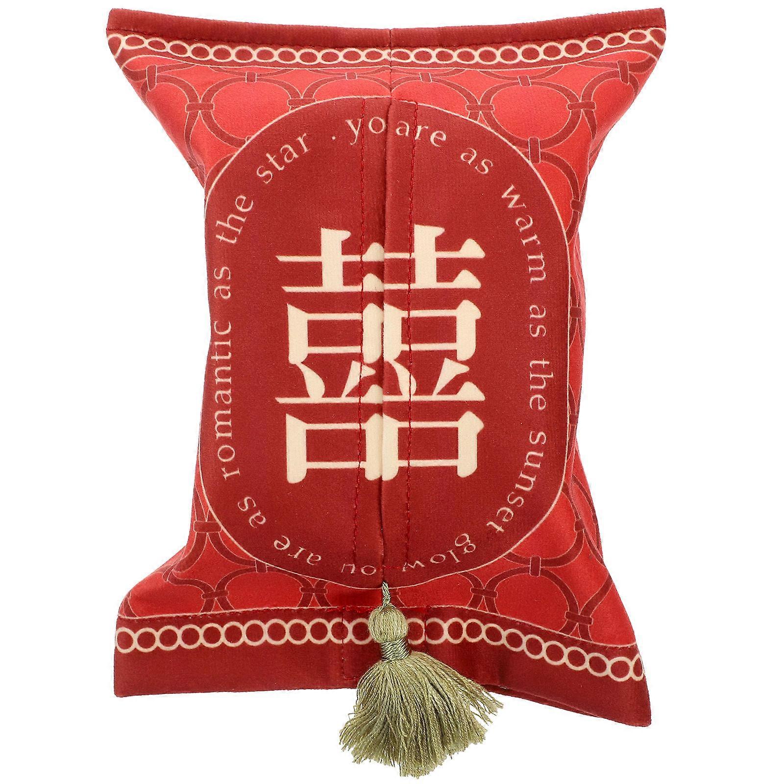 Red Cloth Tissue Storage Box for Wedding Napkin Holder Practical Use