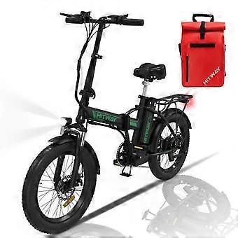 HITWAY 20" Opvouwbare Elektrische Fiets Zwart-Groen - 36V Batterij - 11.2Ah - LCD Scherm + HITWAY Rode Tas