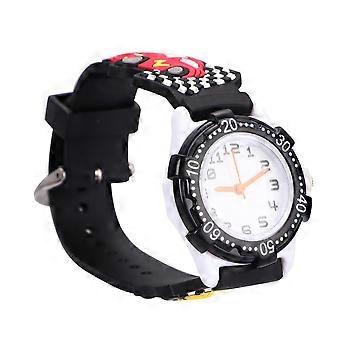 Cartoon 3D Kids Watch Waterproof Watch Car Pattern Wristwatch for Kids Children (Black)