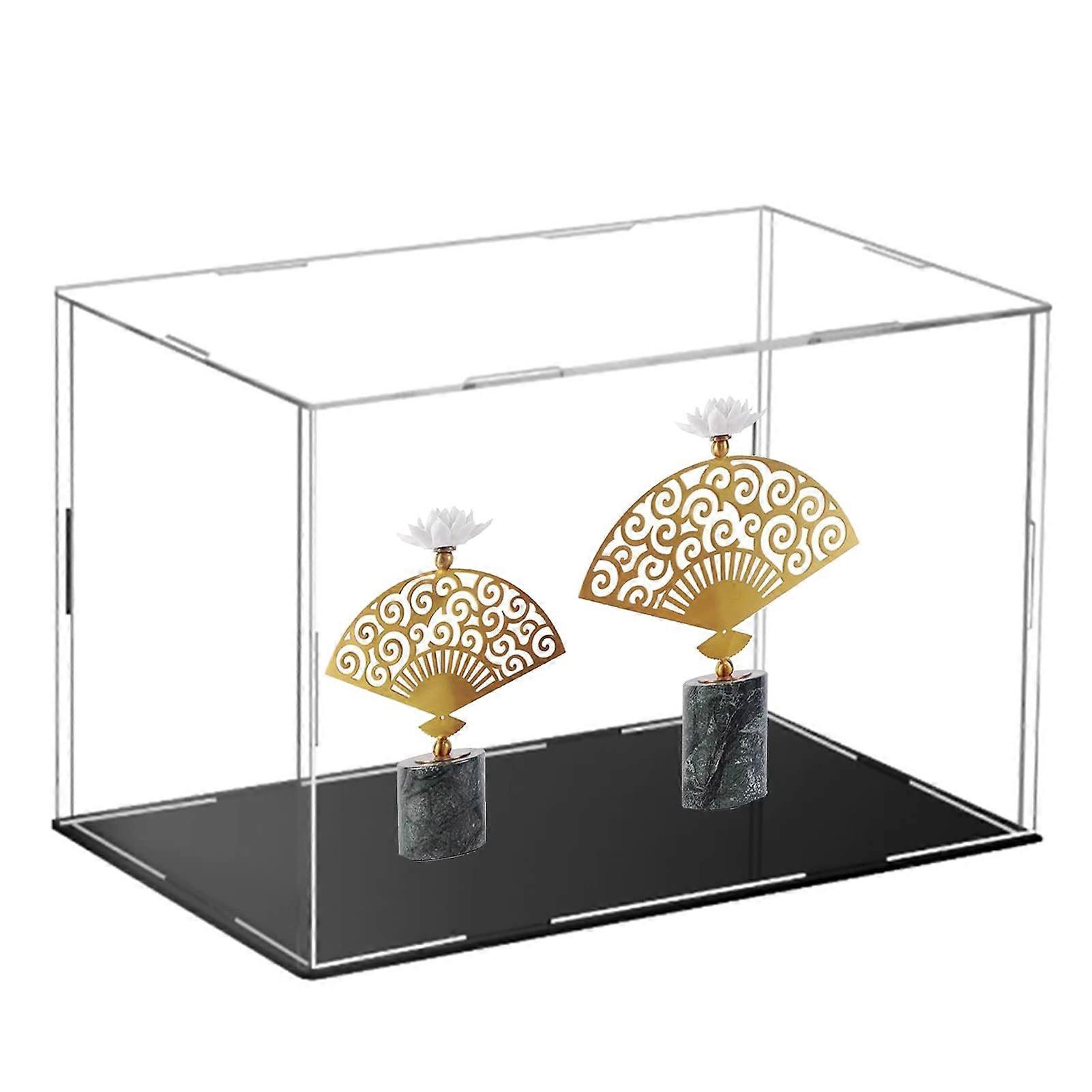 Clear Acrylic Display Case for Figures and Models, Dustproof Cube Showcase with Plastic Base