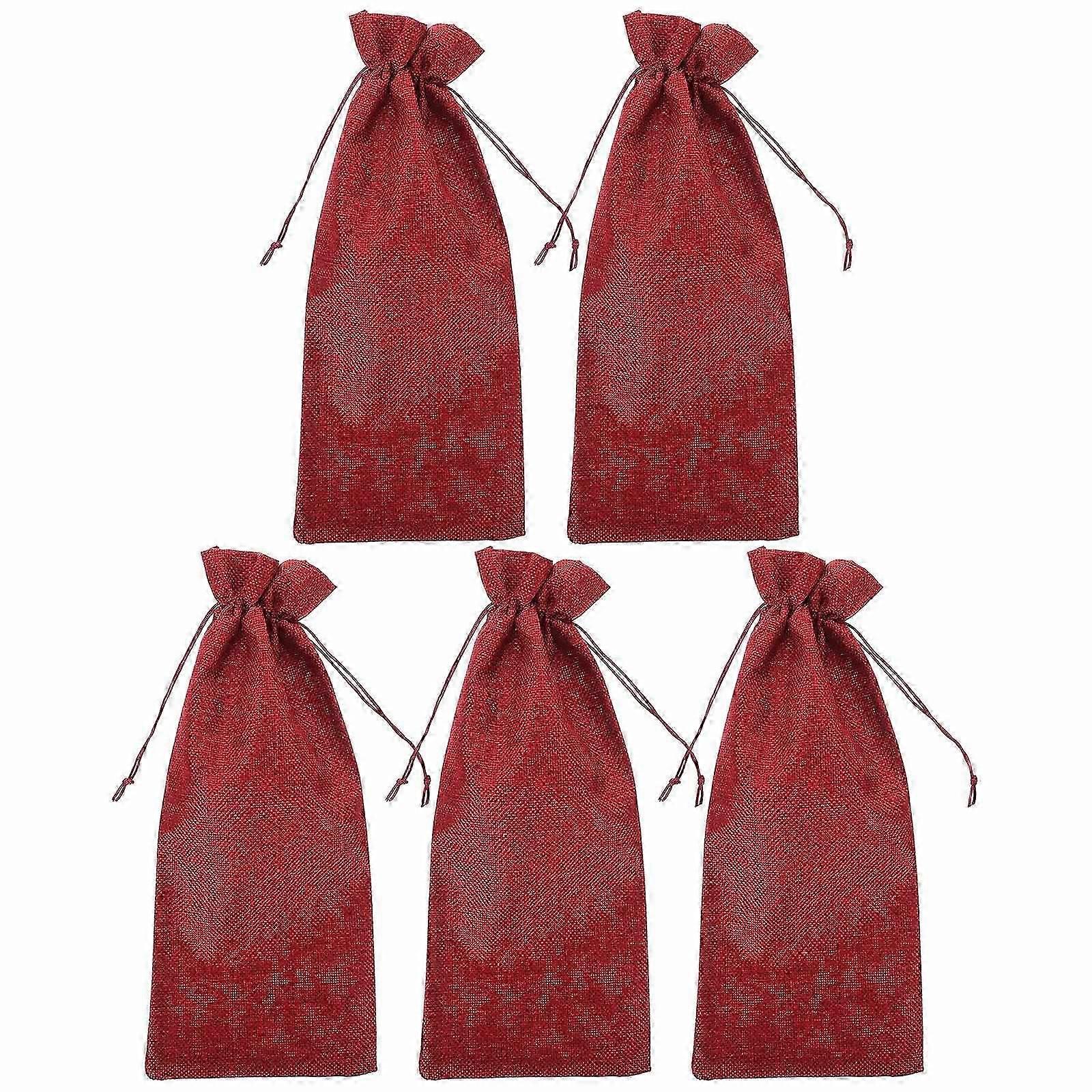 5pcs Drawstring Wine Bottle Wrap Wedding Wine Pouch Supply