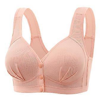 Front Closure Wireless Bra for Women Full Coverage Support Large Bust Comfortable No Underwire, Rose Gold, Size 42