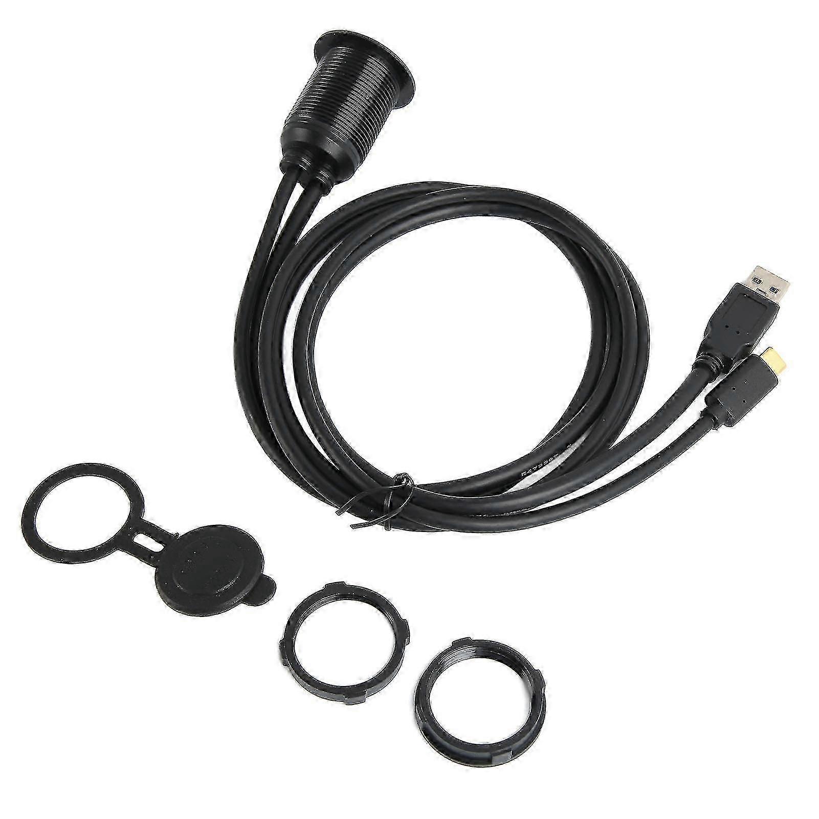 Type C 3.1 to USB 3.0 Flush Mount Cable with LED Indicators Data Transfer Plug and Play Waterproof Dash Panel Mount Cable