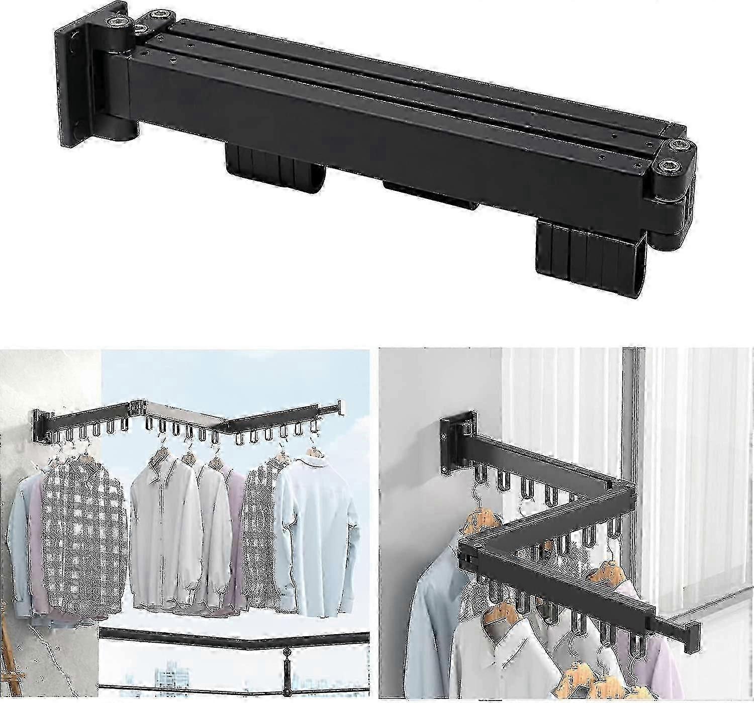 Space Saving Foldable Clothes Drying Rack Aluminum Wall Mount