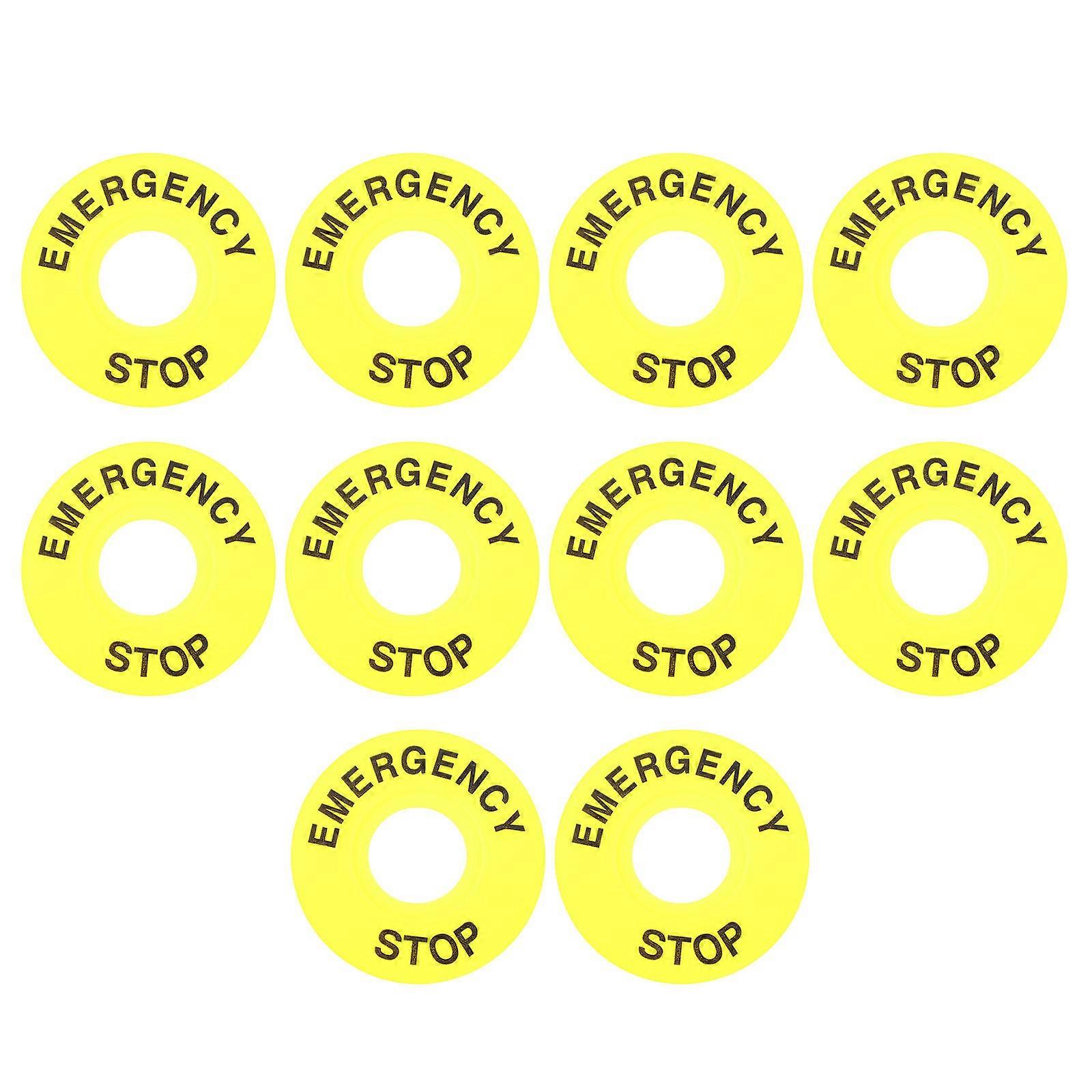 10Pcs Push Button Emergency Stop Sign Durable Emergency Stop Ring