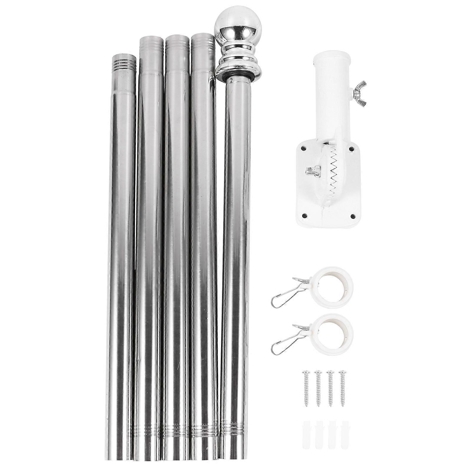 Alloy Flagpole with Rotating Holder for Flag Silver 5Sets
