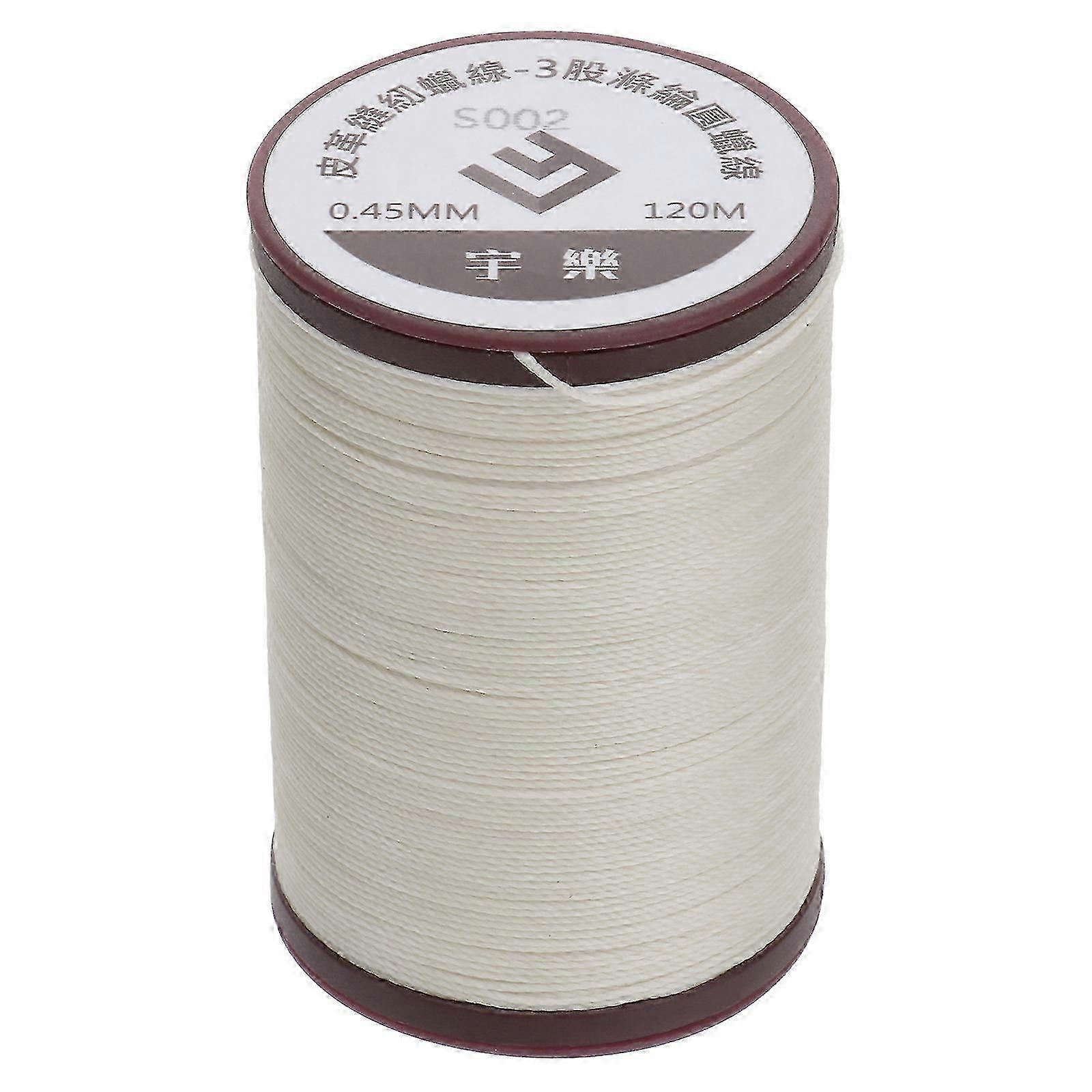 1pc 0.45mm Round Waxed Thread Leather Sewing Thread Hand Stitching Thread For Craft Diy (beige)