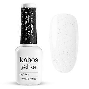Kabos Gelike Glitzer Top Coat No Wipe Stardust 10ml | Transparenter Überlack Hochglanz-Finish mit Glitzerpartikeln