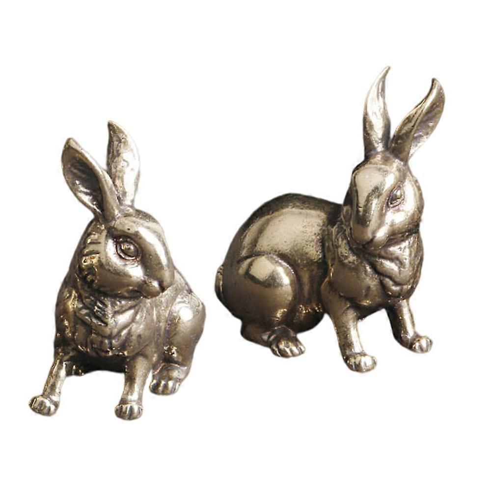 Golden Mini Brass Rabbit Decorating Set for Decor 6Pcs Rabbit Model