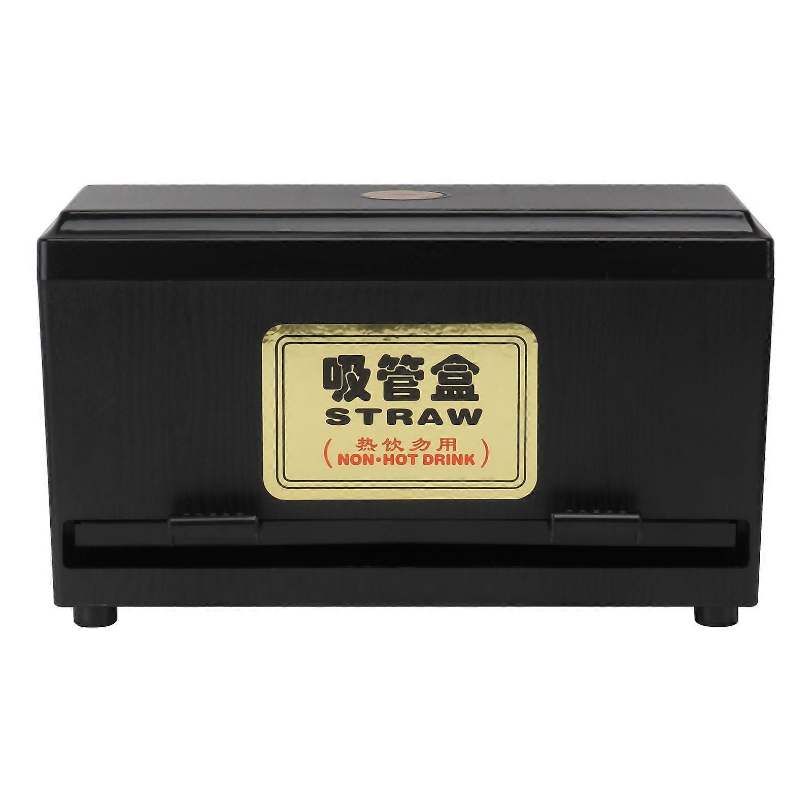 Straw Container Pressing Type for Storage 1Pcs Black Plastic Straw Box
