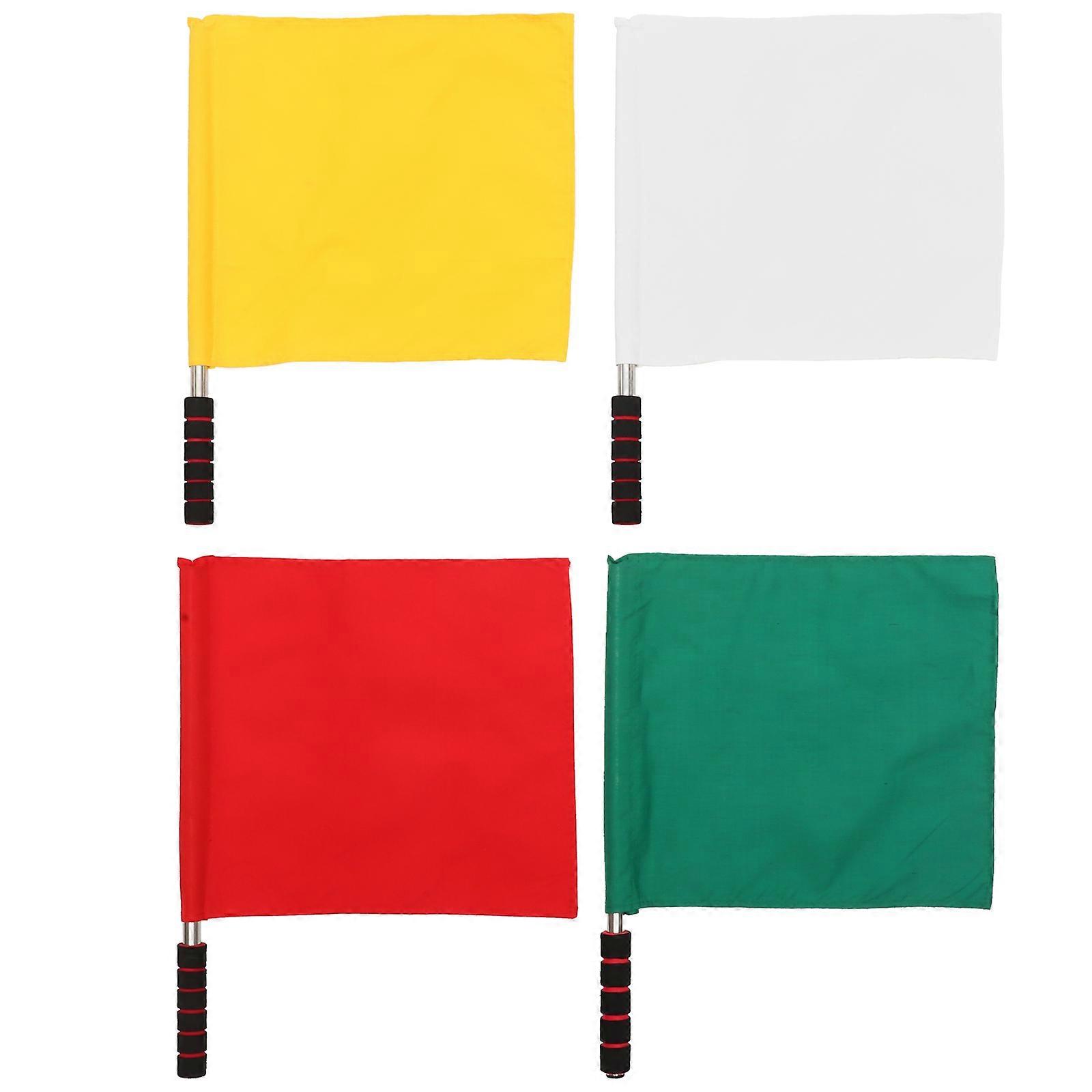 Referee Flags Small Hand Flag for Match Signal 4Pcs Assorted Color Polyester