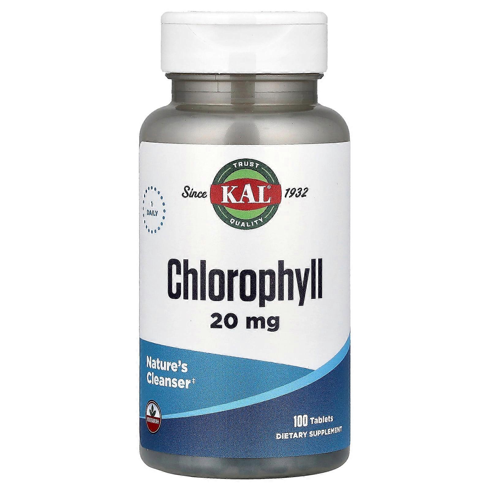 KAL, Chlorophyll, 20 mg , 100 Tablets