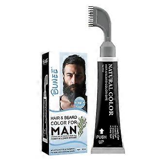 Baardhaarverf voor mannen, 100% grijsdekking in enkele minuten, langdurige kleur, gebruiksvriendelijke gezichtshaarshampoo