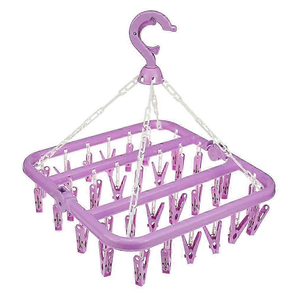 Sock Drying Rack Foldable Clothes Hangers with 32 Clips Assorted Color