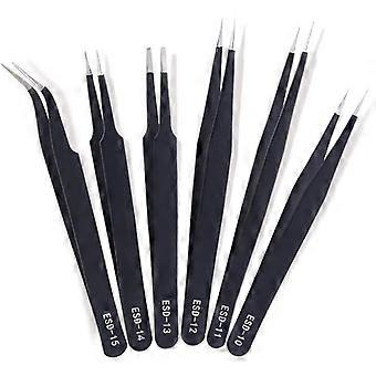 6pcs Pinças Eletrostáticas de Precisão de Aço Inoxidável Ferramentas de Reparo Usadas para Trabalho de Computador etc