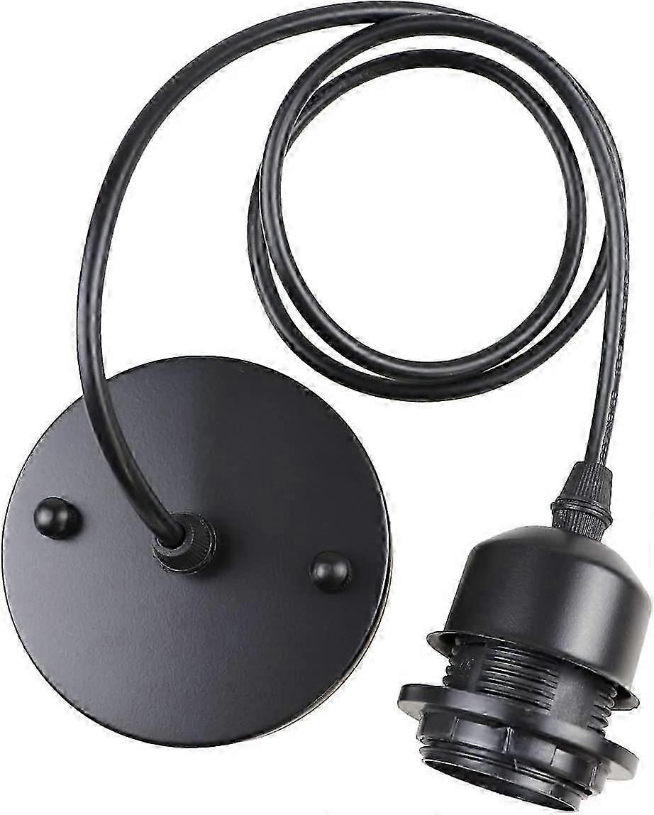Vintage Pendant Lamp Ceiling Light E27 Edison Lamp Socket (Black 1 Pack)