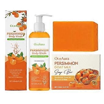 2026!2026)Persimmon Body Wash + Persimmon Soap Bar Set for Body Odor Control, Purifying Deodorizing Body Soap for Eliminating Odor, Skin Brightening