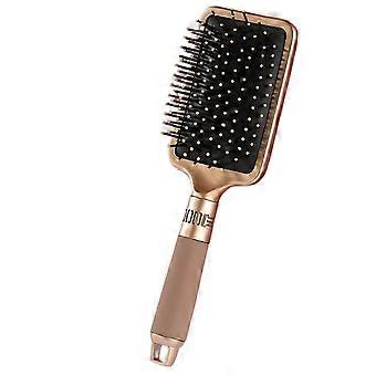 Goldene Paddelhaarbürste zum schnellen Entwirren und Glätten, großer Salon-Glättungskamm