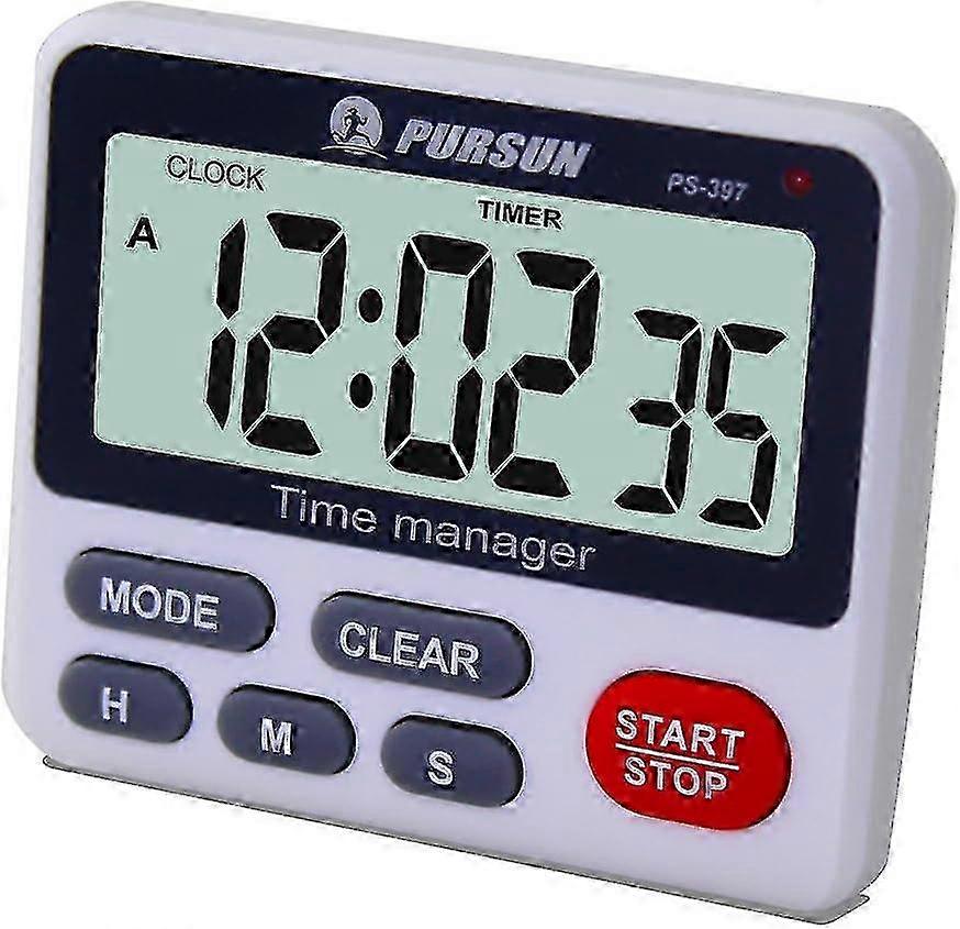Kitchen Timer, Kitchen Timer With Clock, Digital Timer, Stopwatch, Timer With Magnetic Back And Folding Stand (batteries Included)