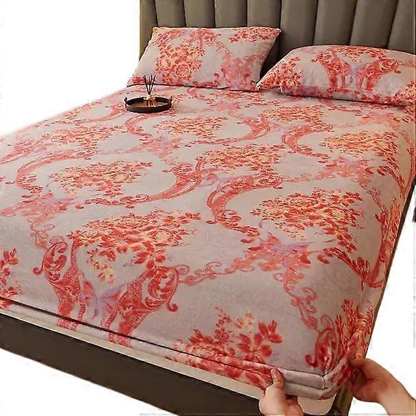 Stylish Ginkgo Leaf Flannel Fitted Sheet, Heavyweight Microfiber Mattress Protector