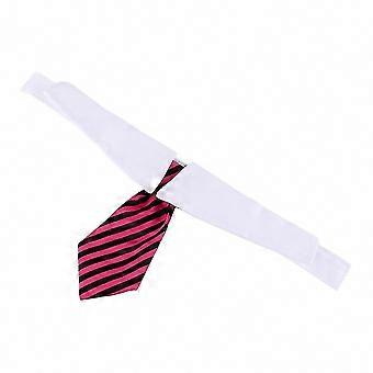 Pet Adjustable White Striped Bow Tie Collar 6.5cm x 30cm