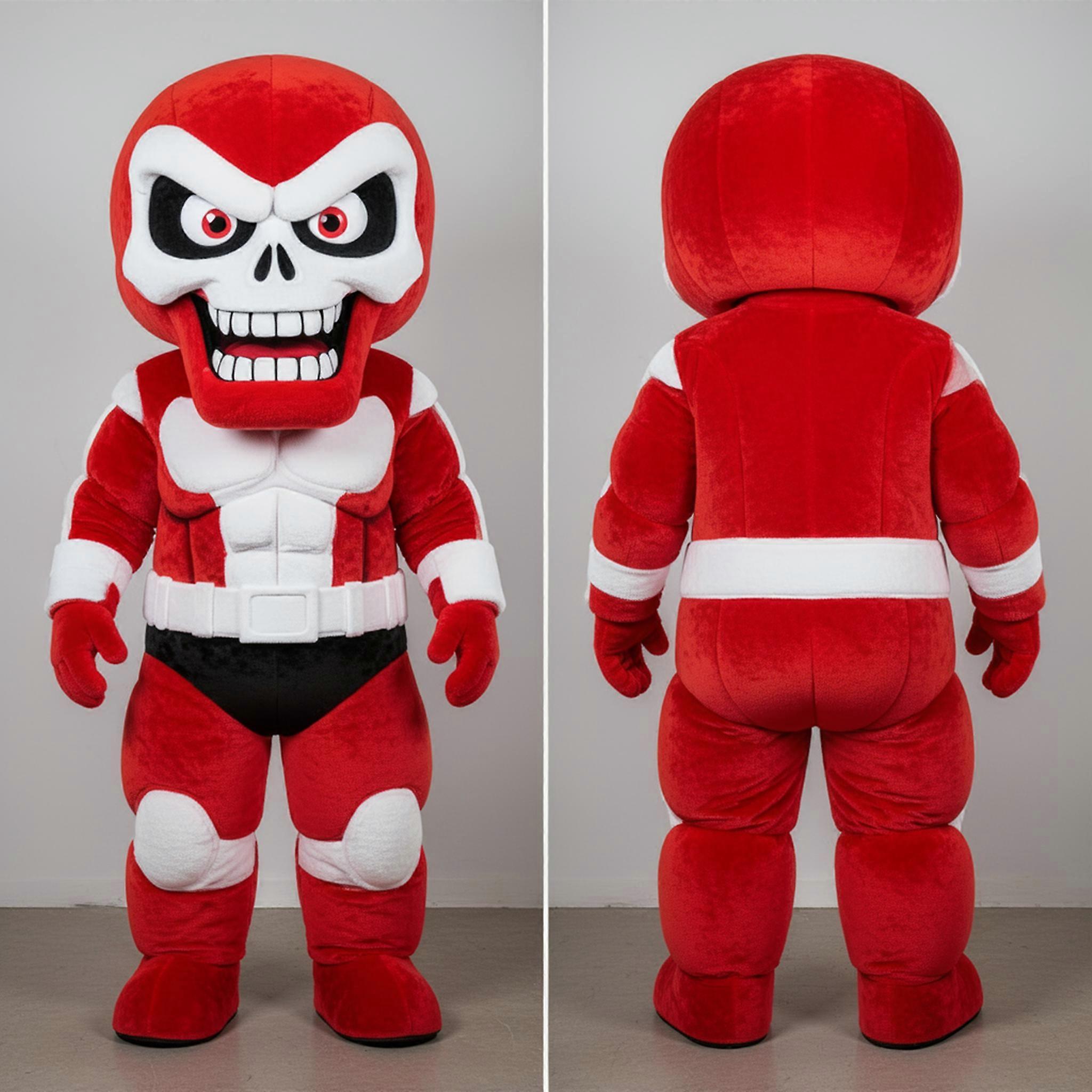 MASTICOT Velvety Red Skull Mascot