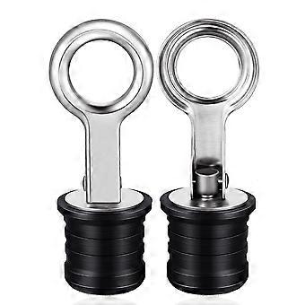 2 Pcs Boat Drain Plug Stainless Steel 25mm Snap Plugs for Drains, Marine Transom Plug Kit