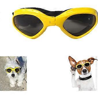 Hundebrille, Haustier-Sonnenbrille, Faltbare Hundebrille UV-Schutz-Sonnenbrille (gelb)
