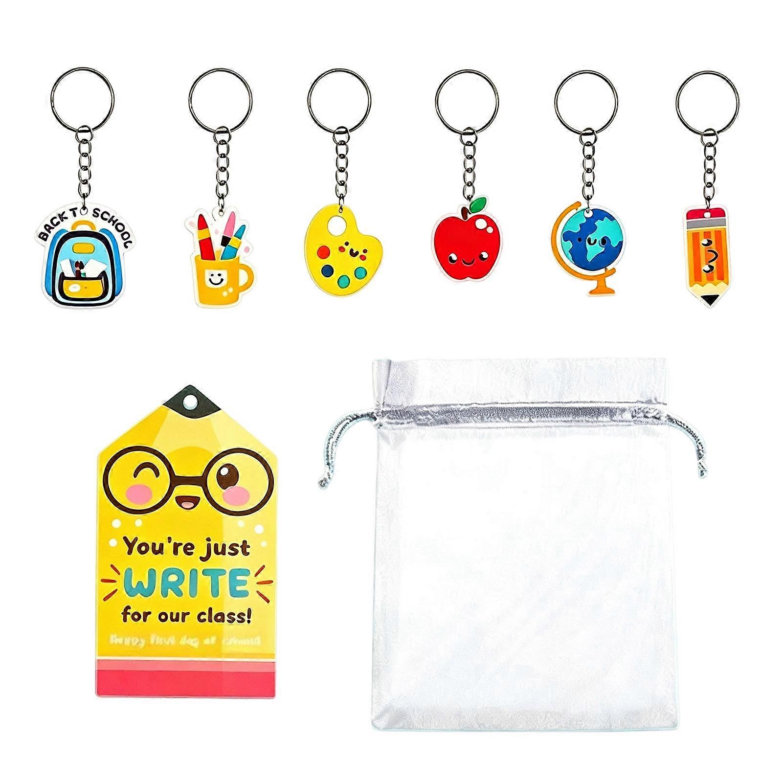 Acrylic Keychain Pack, 8 Pcs School Theme for Student Backpacks