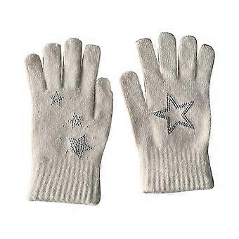Gebreide warme handschoenen met volledige vingers, geschikt voor snowboarden, winterse touchscreen-handschoenen, dikke, isolerende handschoenen met volledige vingers, grijs