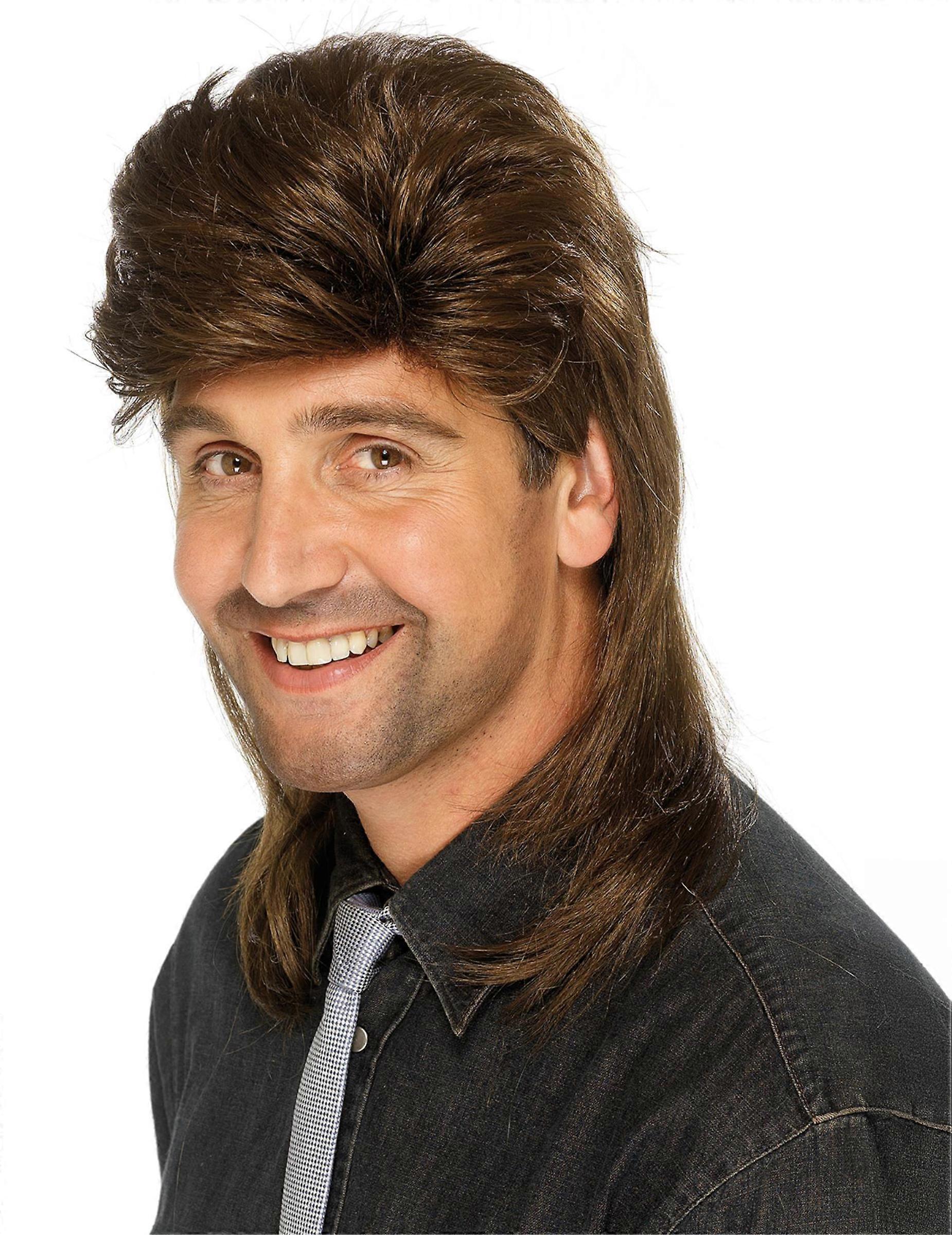 Men's brown mullet wig