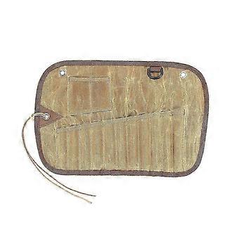Bestekhouder van gewaxt canvas, duurzame opbergtas voor serviesgoed, geschikt voor kamperen, picknicken en wandelen.