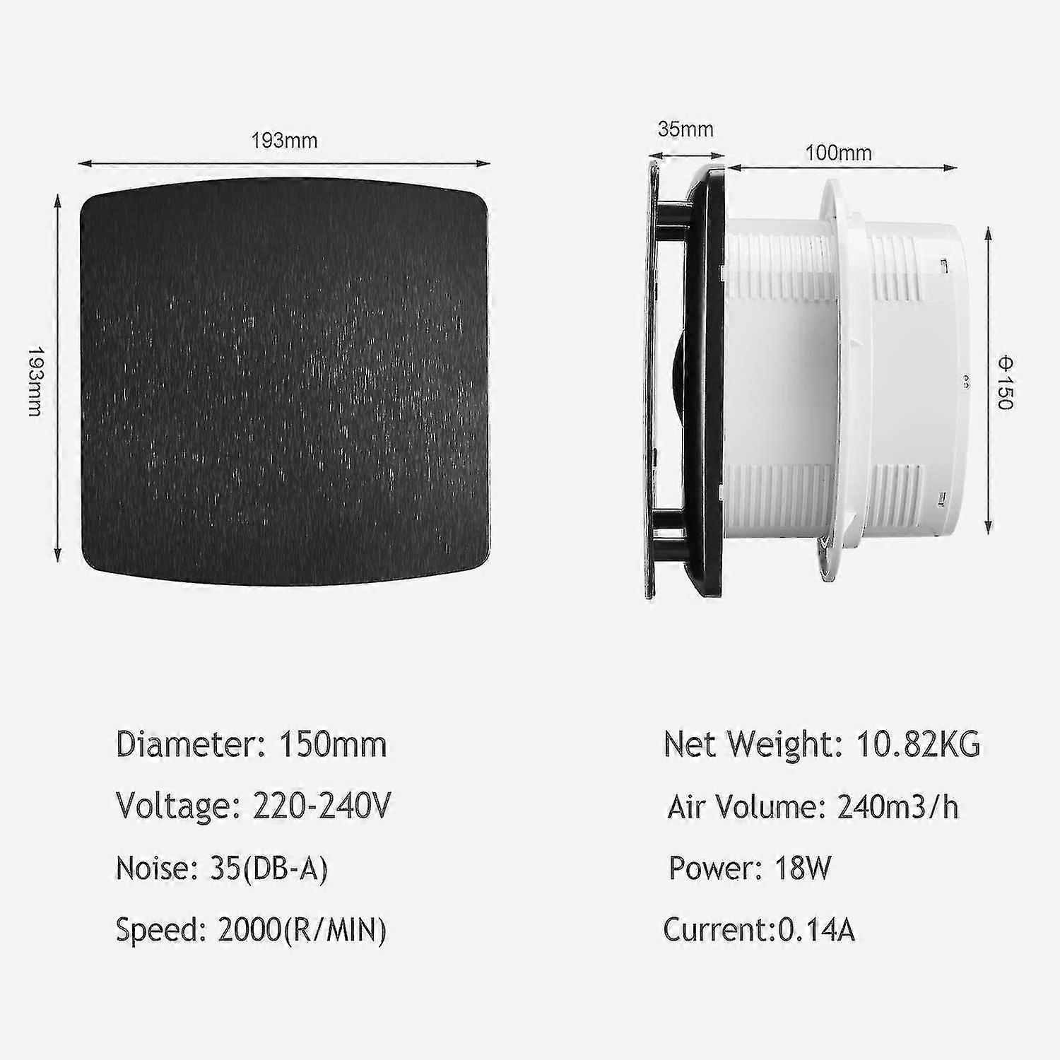 6" Ventilation Extractor Fan Wall Ceiling Mounted Exhaust