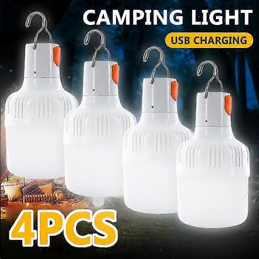 4 Pack USB Rechargeable LED Camping Lanterns with Hooks