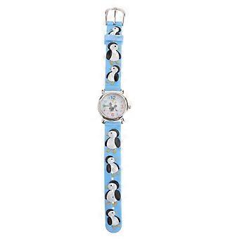 Quartz Watch for Kids Cartoon Penguin Silicone Wrist Watch 2Pcs Set