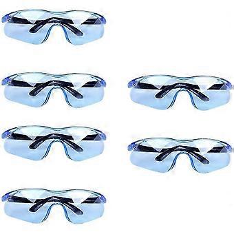 Shooting Game Safety Glasses, Clear Light Blue Plastic Eye Protection for Kids and Adults, Portable Outdoor Riding Eyewear, 6 Pieces