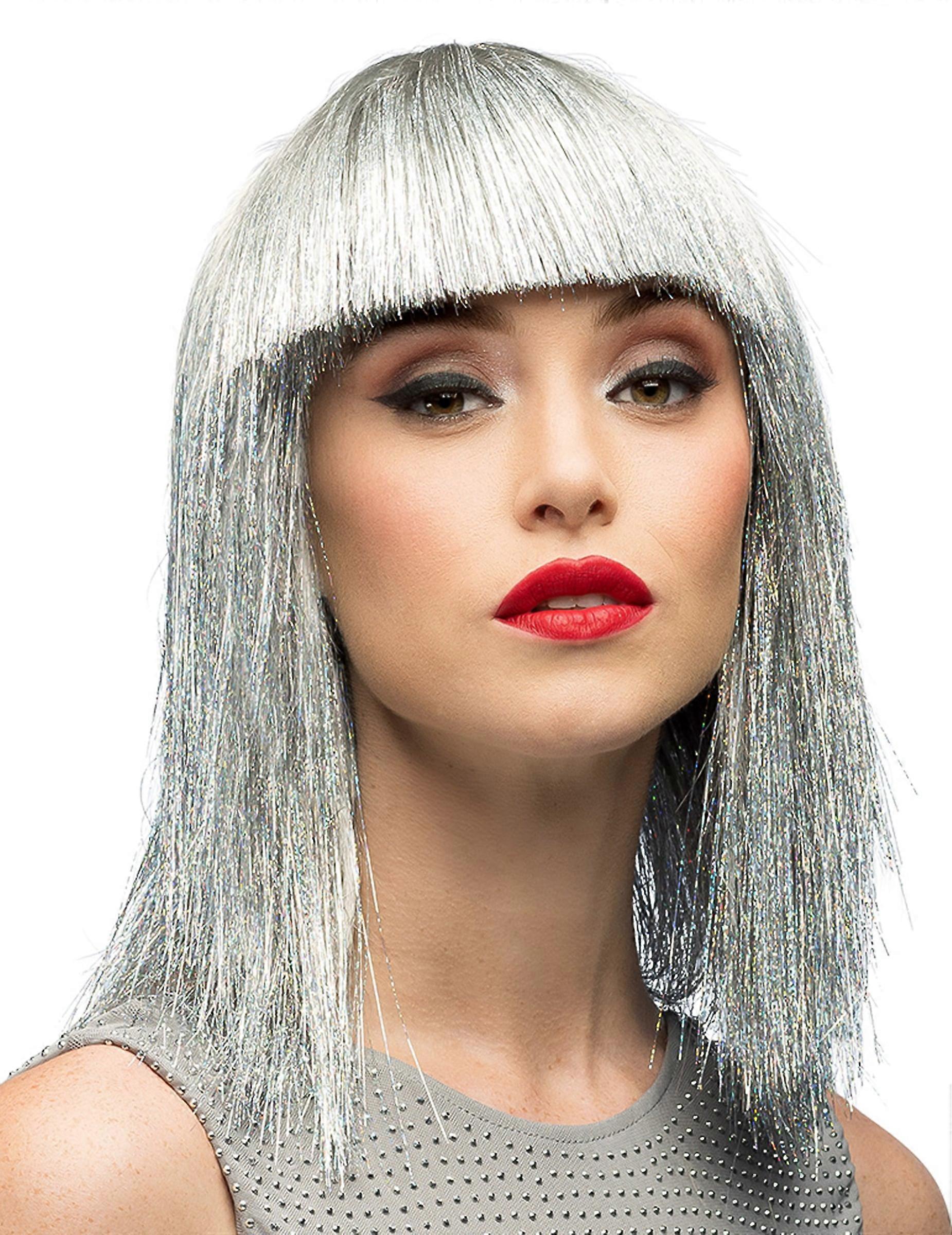 Women's silver iridescent wig