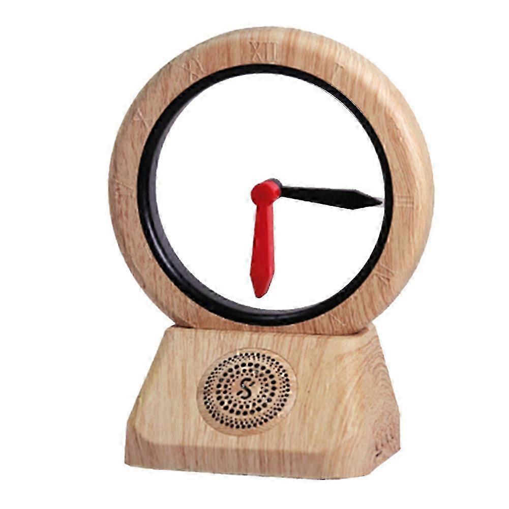 Oak-Finish Retro Bluetooth Speaker Clock
