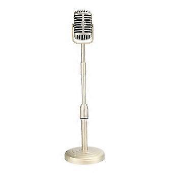 Vintage Desktop Microphone Prop Model with Adjustable Height, Classic Retro Style Microphone Stand-WHBYV