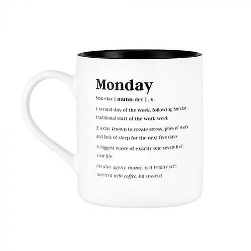 MONDAY Defined High Quality Stoneware Ceramic Caption Mug Capacity 590mL