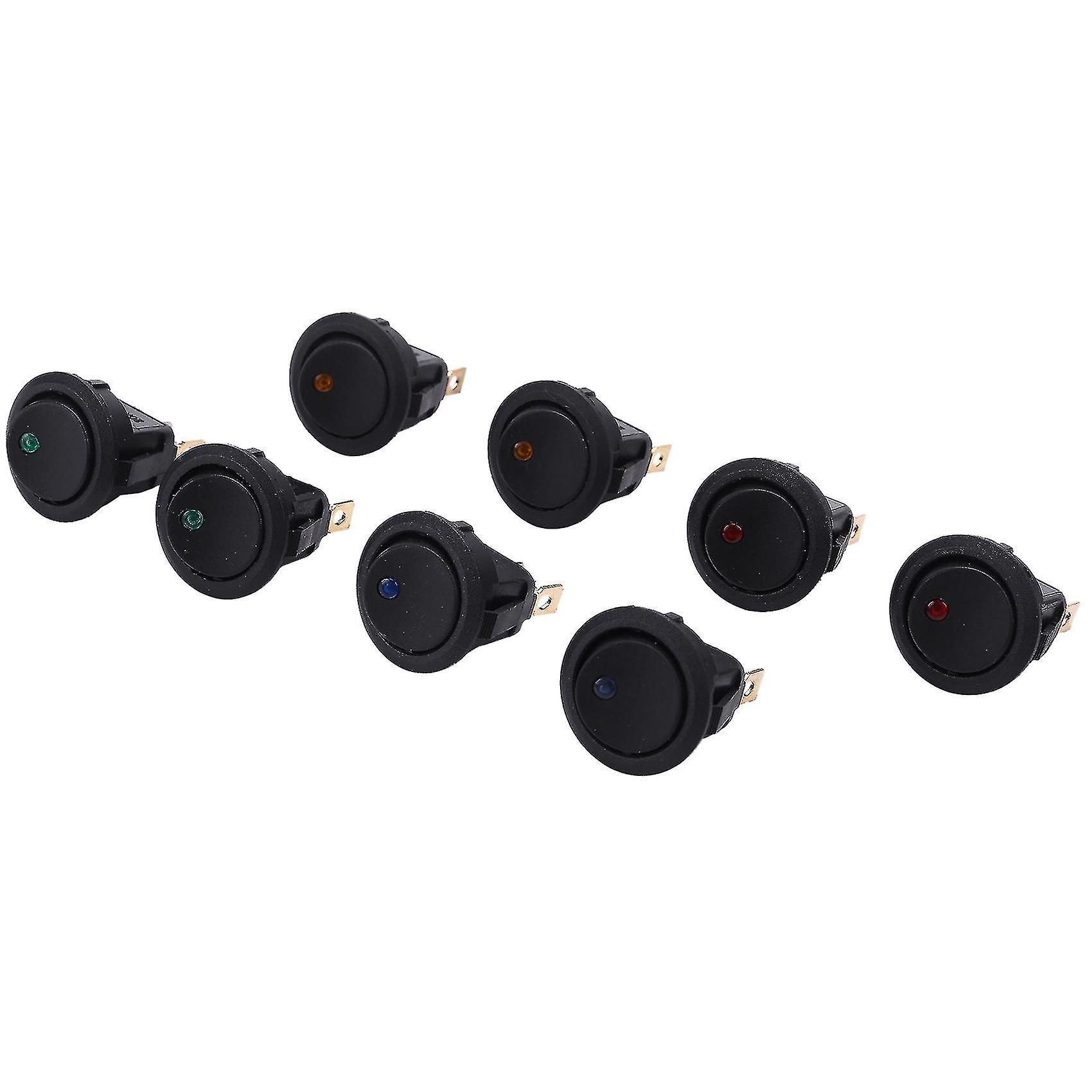 8pcs Led Dot Light 12v Car Auto Boat Round Rocker On / off Toggle Spst Switch
