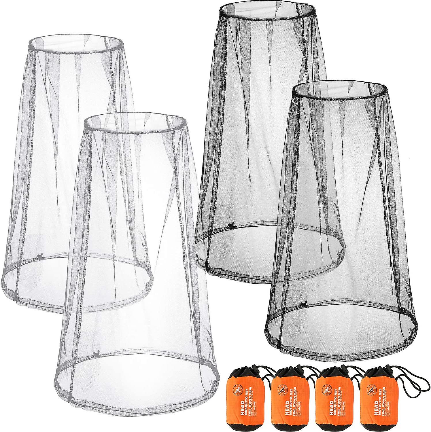 4 Pack Mosquito Head Net Face Mesh Net Head Protecting Net for Outdoor Hiking Camping Climbing Walking Mosquito Fly Insects Bugs Preventing (Big Size,